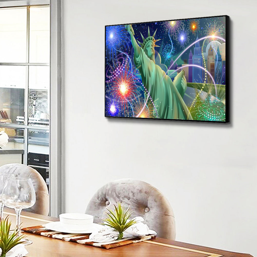 Statue Fireworks - Full Round Drill Diamond Painting 40*30CM