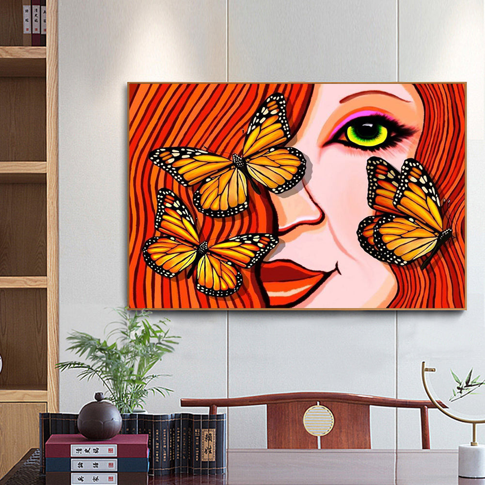 Butterfly Lady - Full Round Drill Diamond Painting 40*30CM