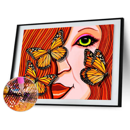 Butterfly Lady - Full Round Drill Diamond Painting 40*30CM