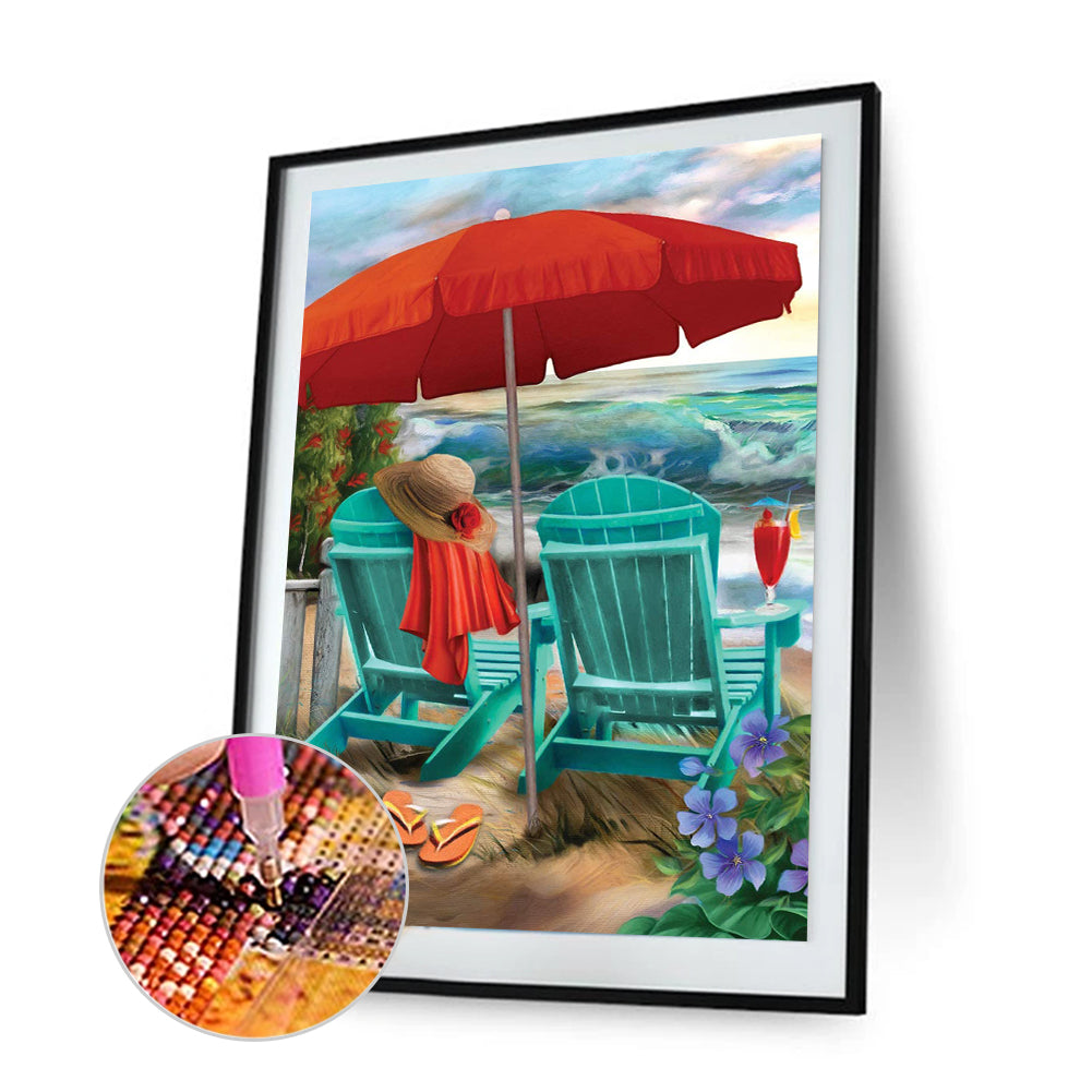 Beach Scenery - Full Round Drill Diamond Painting 30*40CM