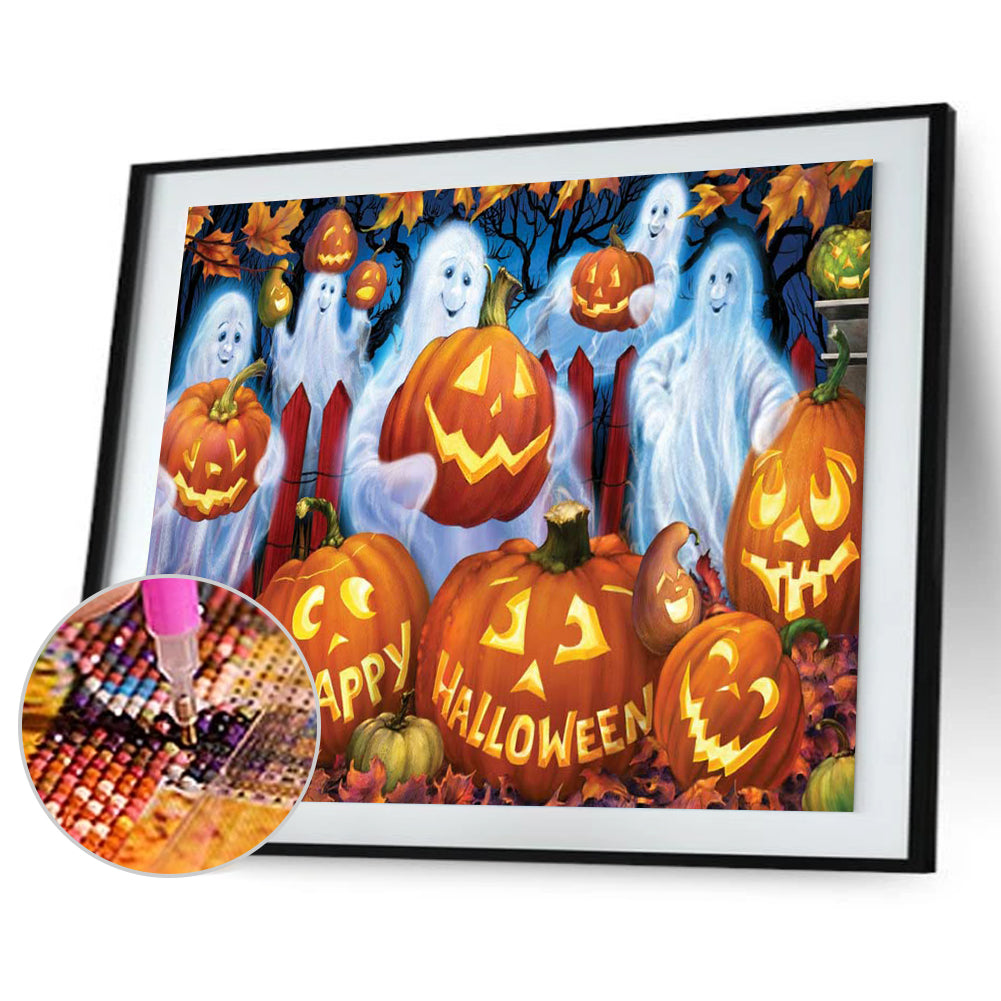 Pumpkin Ghost - Full Round Drill Diamond Painting 45*30CM