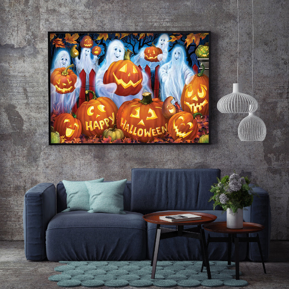 Pumpkin Ghost - Full Round Drill Diamond Painting 45*30CM