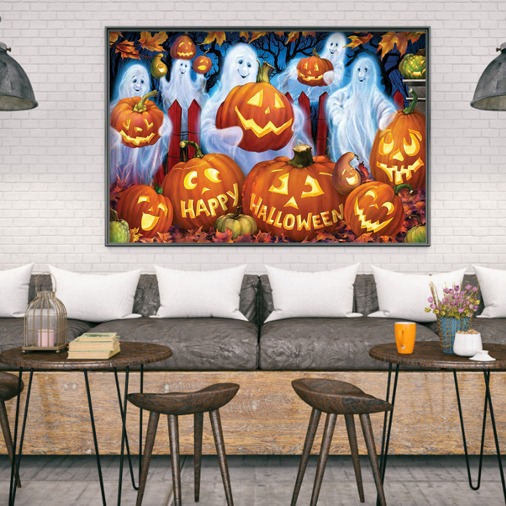 Pumpkin Ghost - Full Round Drill Diamond Painting 45*30CM