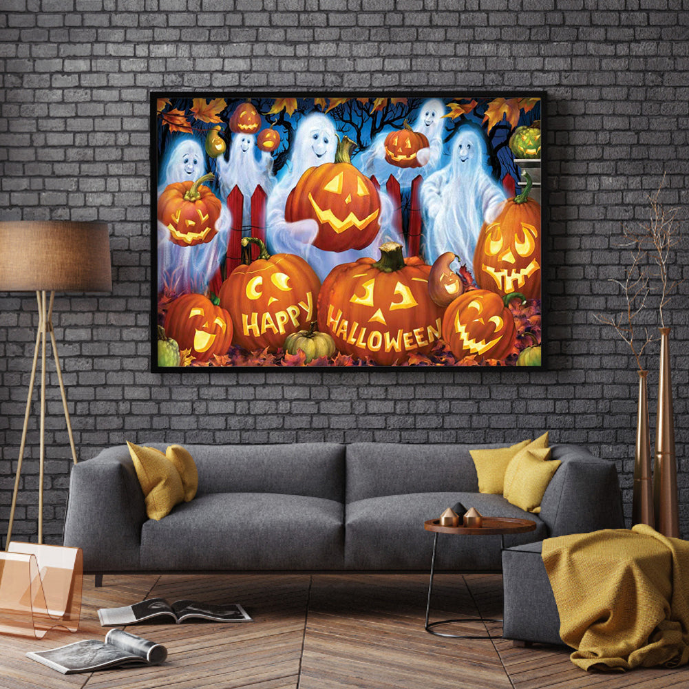 Pumpkin Ghost - Full Round Drill Diamond Painting 45*30CM