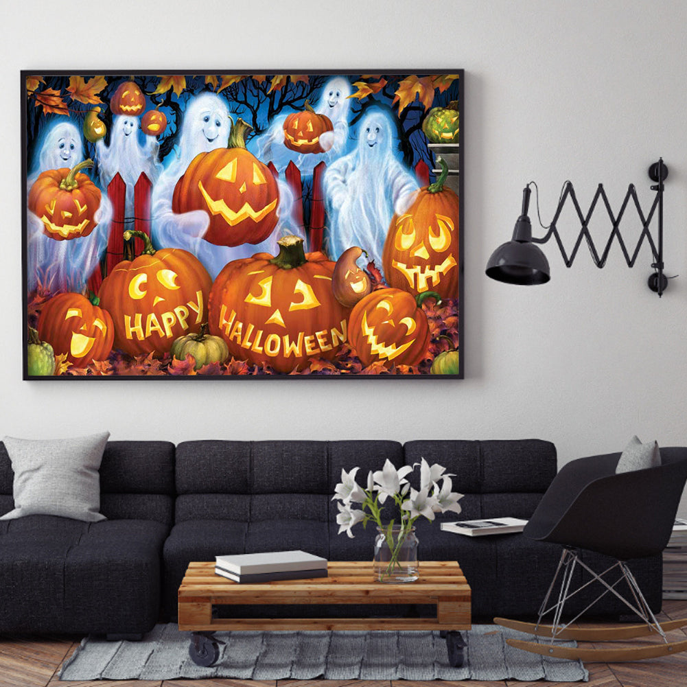 Pumpkin Ghost - Full Round Drill Diamond Painting 45*30CM