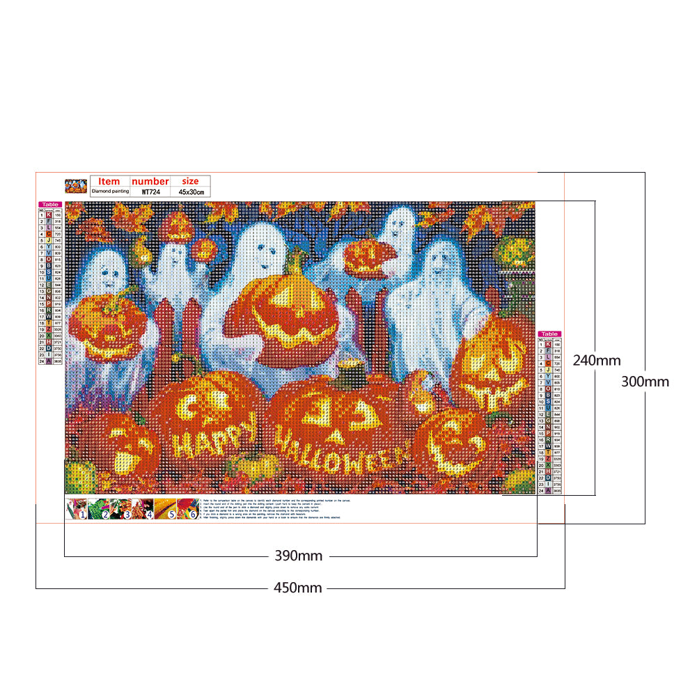 Pumpkin Ghost - Full Round Drill Diamond Painting 45*30CM