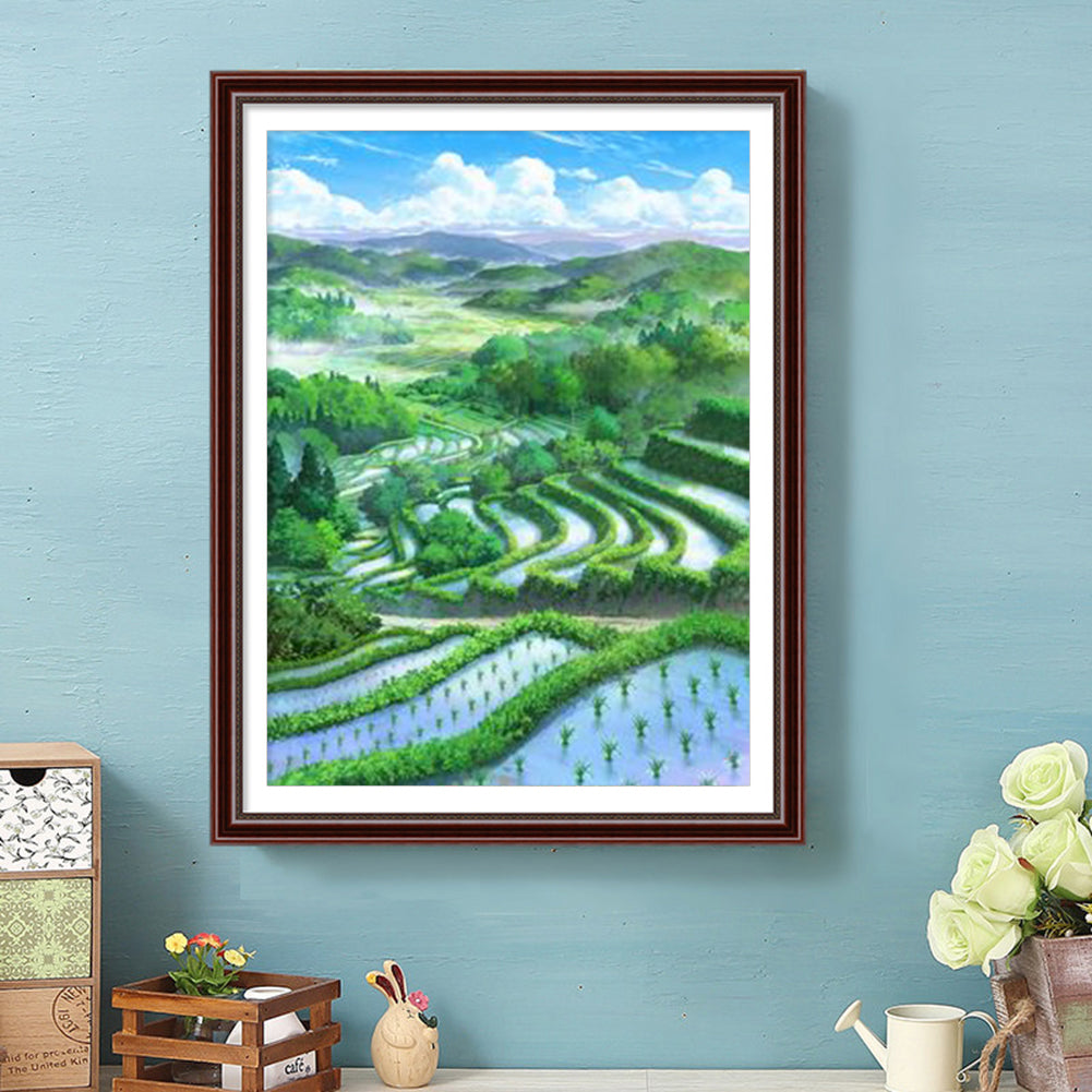 Terraces Landscape - Full Round Drill Diamond Painting 30*40CM