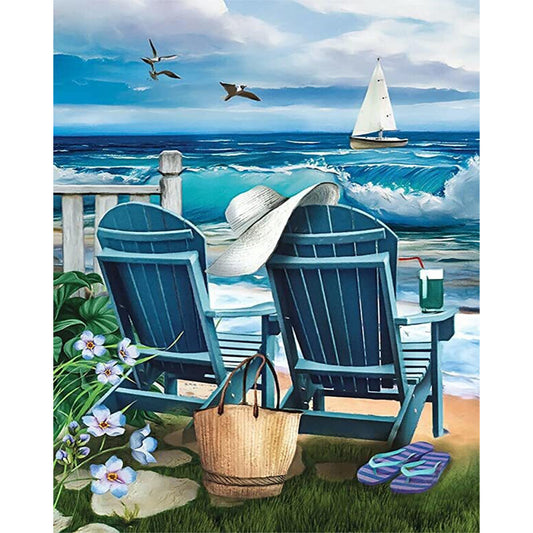 Beach Chair - Full Round Drill Diamond Painting 40*50CM