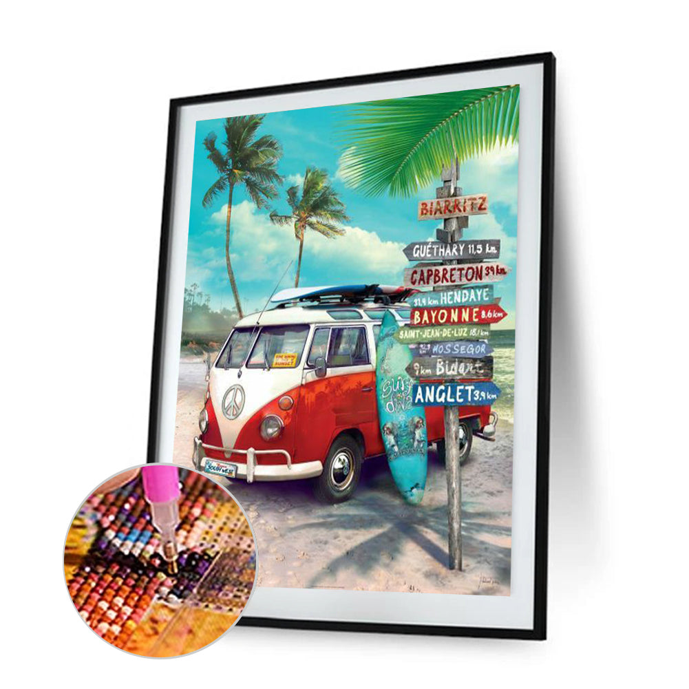 Beach Van - Full Round Drill Diamond Painting 30*40CM
