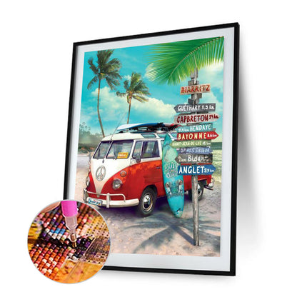Beach Van - Full Round Drill Diamond Painting 30*40CM