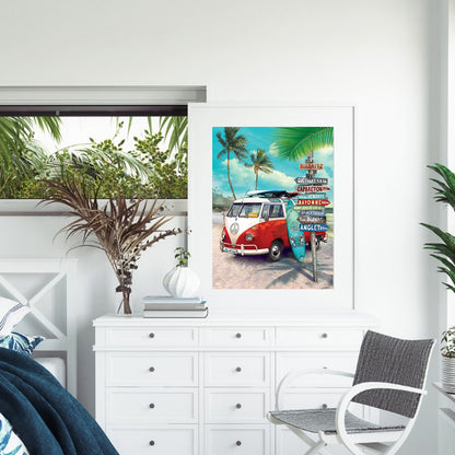 Beach Van - Full Round Drill Diamond Painting 30*40CM