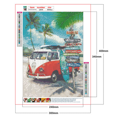 Beach Van - Full Round Drill Diamond Painting 30*40CM