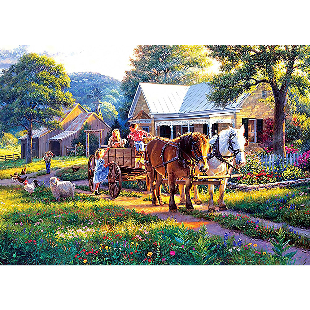 Village House - Full Round Drill Diamond Painting 70*50CM