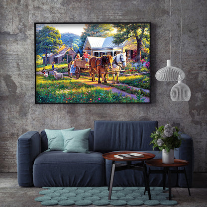 Village House - Full Round Drill Diamond Painting 70*50CM