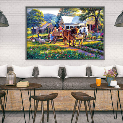 Village House - Full Round Drill Diamond Painting 70*50CM