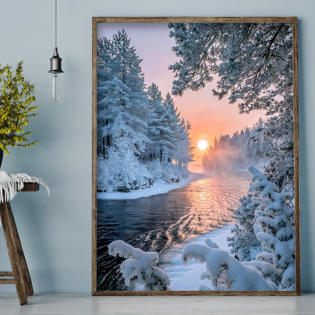 Snow Scene - Full Round Drill Diamond Painting 30*40CM