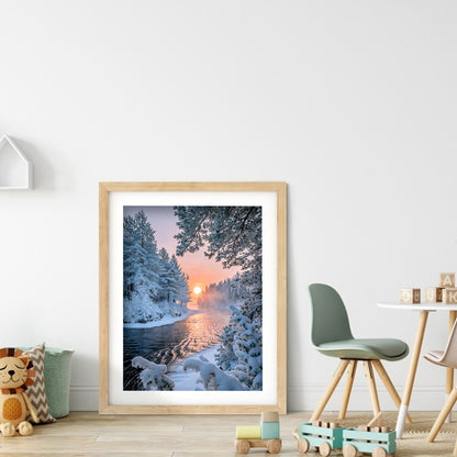 Snow Scene - Full Round Drill Diamond Painting 30*40CM