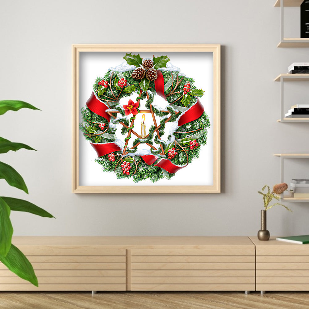 Christmas Wreath - Special Shaped Drill Diamond Painting 35*35CM