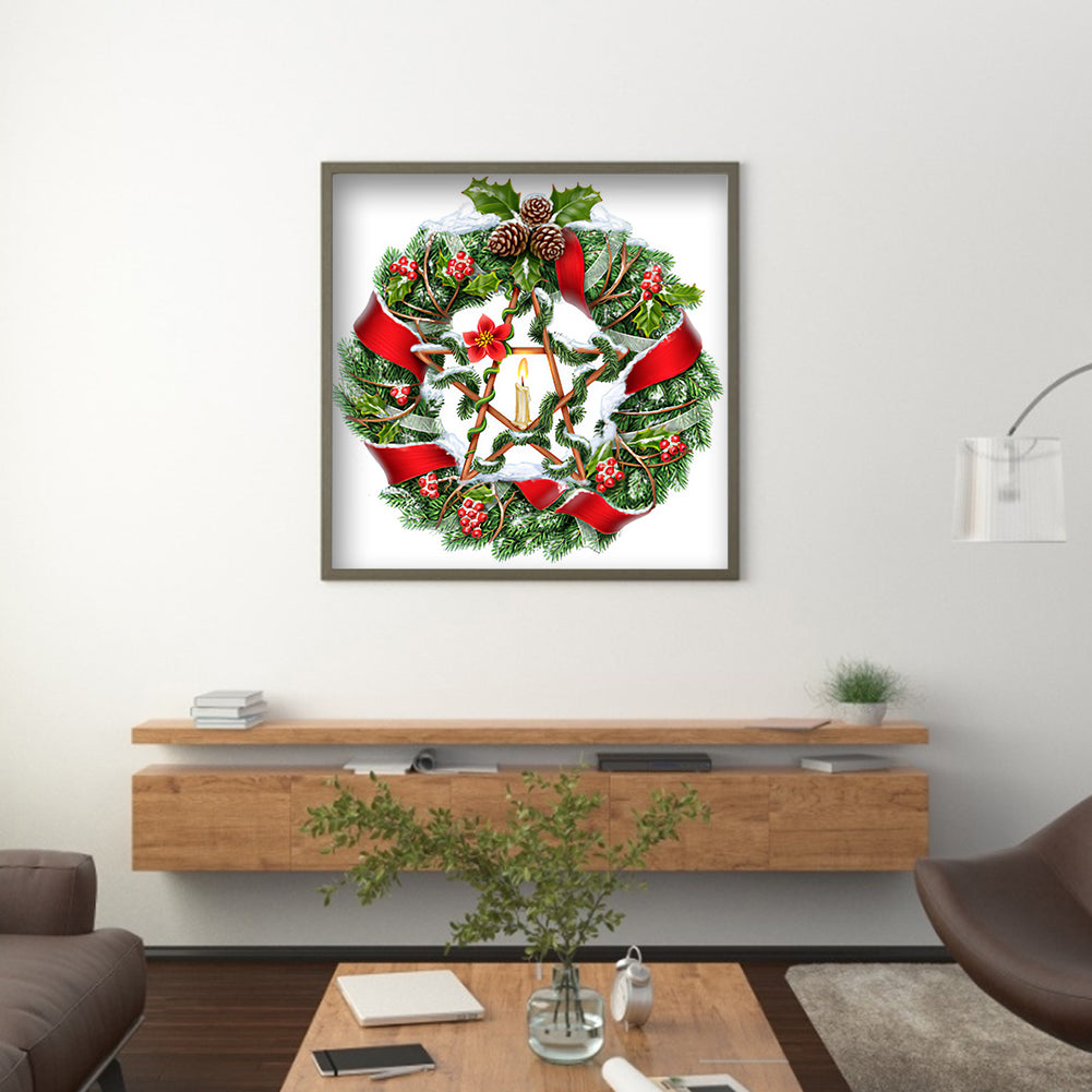 Christmas Wreath - Special Shaped Drill Diamond Painting 35*35CM