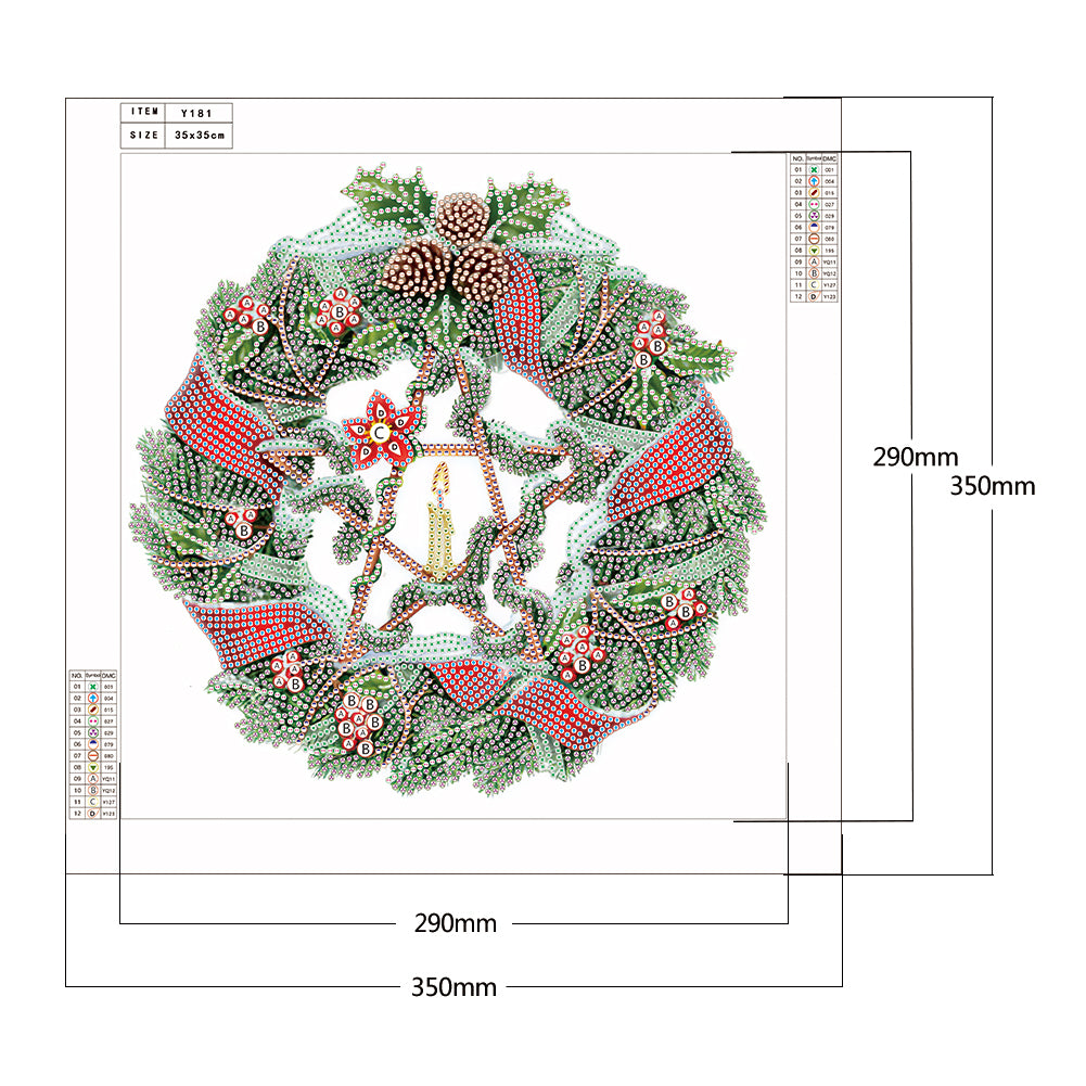 Christmas Wreath - Special Shaped Drill Diamond Painting 35*35CM