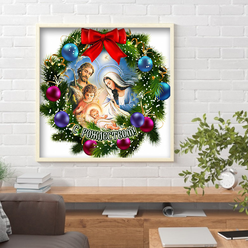 Christmas Wreath - Special Shaped Drill Diamond Painting 35*35CM