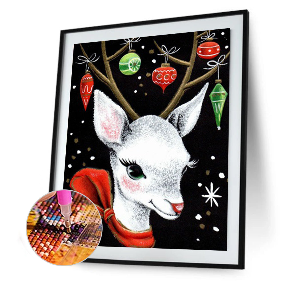 Christmas Elk - Full Round Drill Diamond Painting 30*40CM