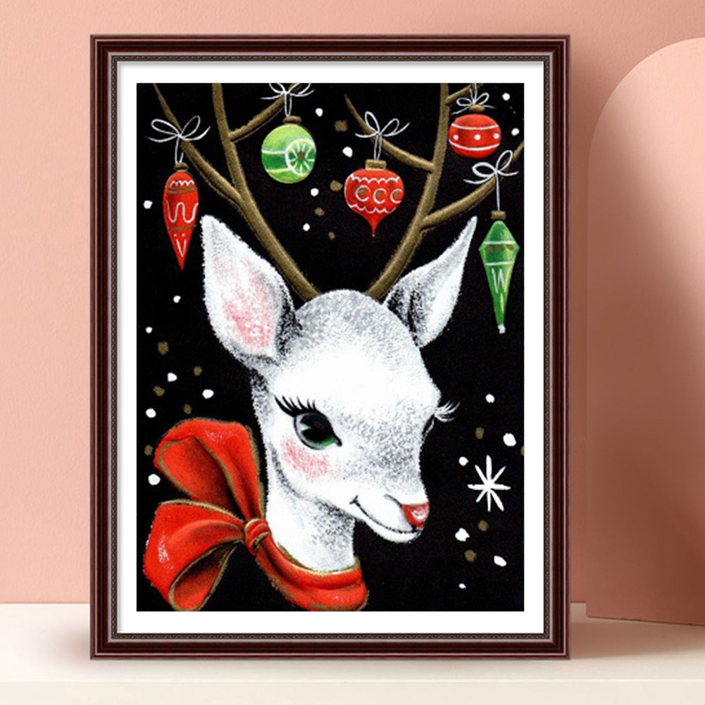 Christmas Elk - Full Round Drill Diamond Painting 30*40CM