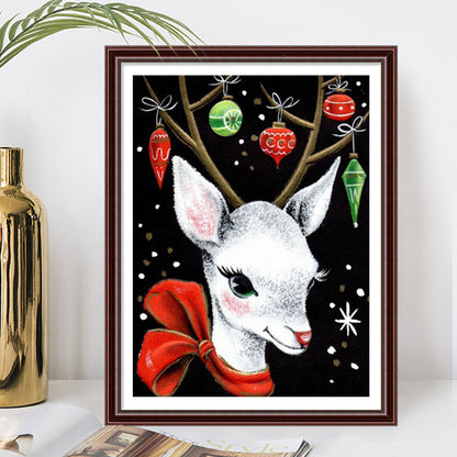 Christmas Elk - Full Round Drill Diamond Painting 30*40CM