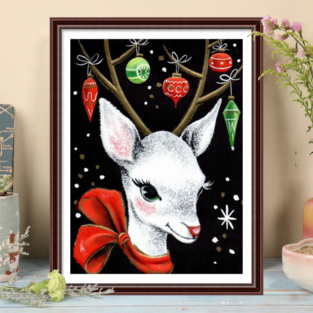 Christmas Elk - Full Round Drill Diamond Painting 30*40CM