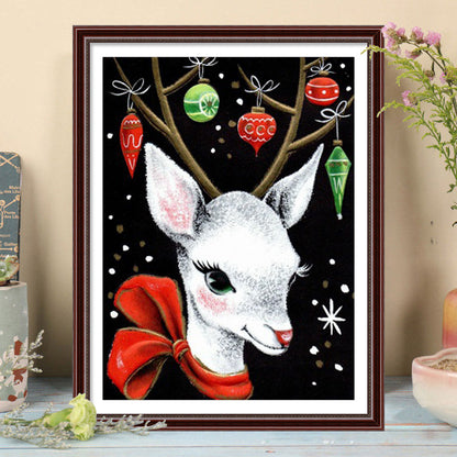 Christmas Elk - Full Round Drill Diamond Painting 30*40CM