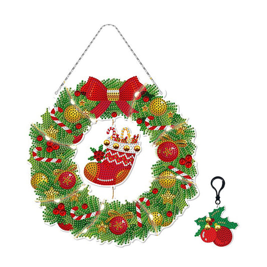 DIY Diamond Painting Hanging Christmas Flower Wreath Kit Home Door Decor