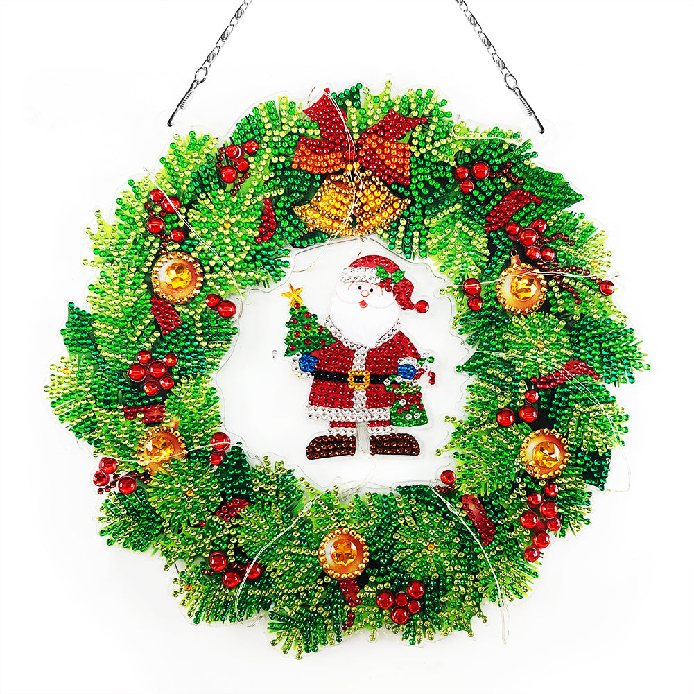 DIY Diamond Painting Hanging Christmas Flower Wreath Kit Home Door Decor