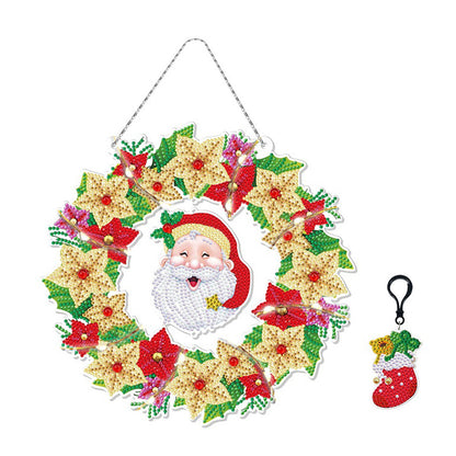 DIY Diamond Painting Hanging Christmas Flower Wreath Kit Home Door Decor