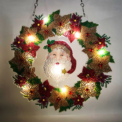 DIY Diamond Painting Hanging Christmas Flower Wreath Kit Home Door Decor