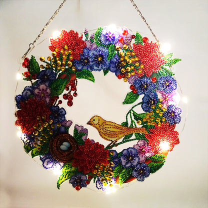 DIY Diamond Painting Hanging Christmas Flower Wreath Kit Home Door Decor