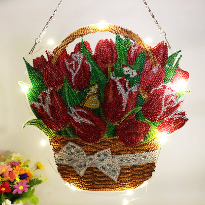 DIY Diamond Painting Hanging Christmas Flower Wreath Kit Home Door Decor