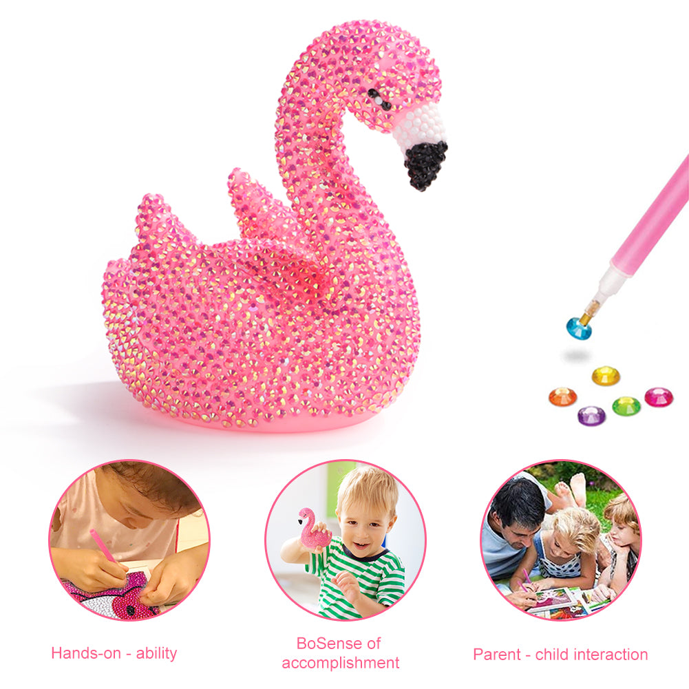 3D DIY Applique Rhinestone Flamingo Bird Kits Mosaic Diamond Patches Art