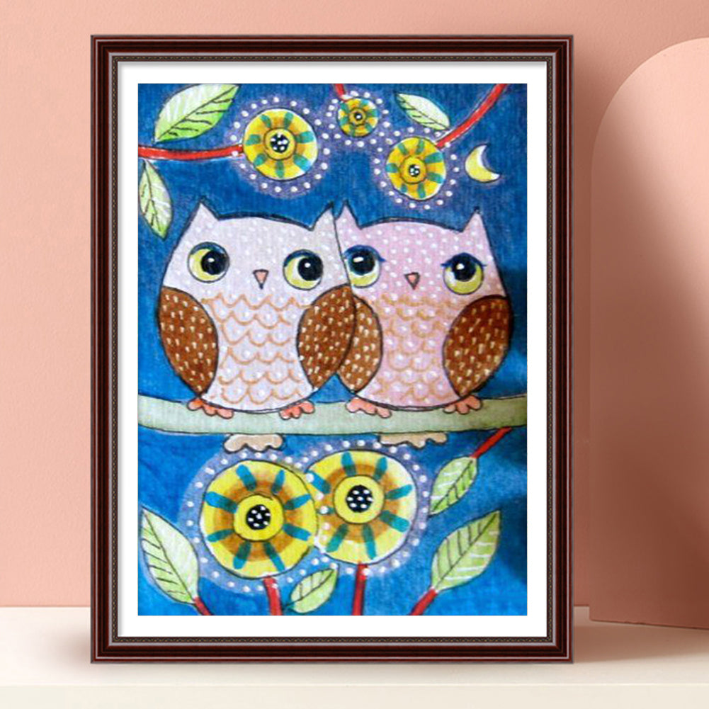 Lively Owl - Full Round Drill Diamond Painting 30*40CM