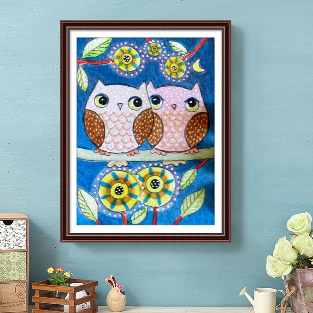 Lively Owl - Full Round Drill Diamond Painting 30*40CM