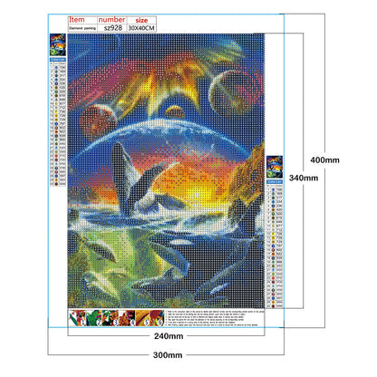 Dolphin - Full Round Drill Diamond Painting 30*40CM
