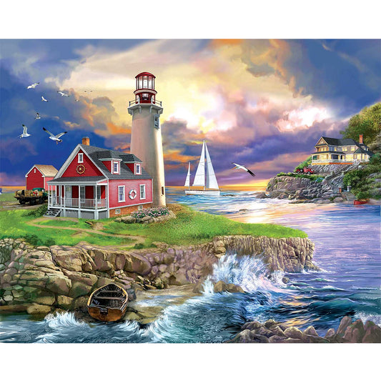 Seaside Lighthouse - Full Round Drill Diamond Painting 50*40CM