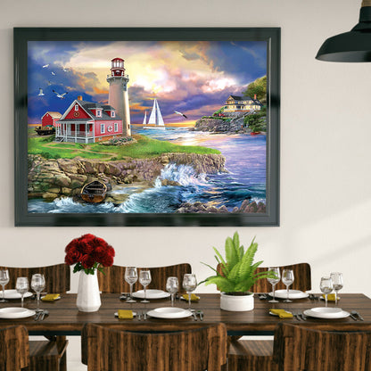 Seaside Lighthouse - Full Round Drill Diamond Painting 50*40CM