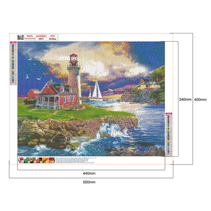 Seaside Lighthouse - Full Round Drill Diamond Painting 50*40CM