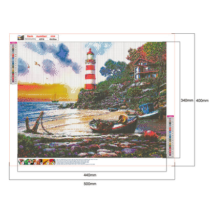 Seaside Lighthouse - Full Round Drill Diamond Painting 50*40CM