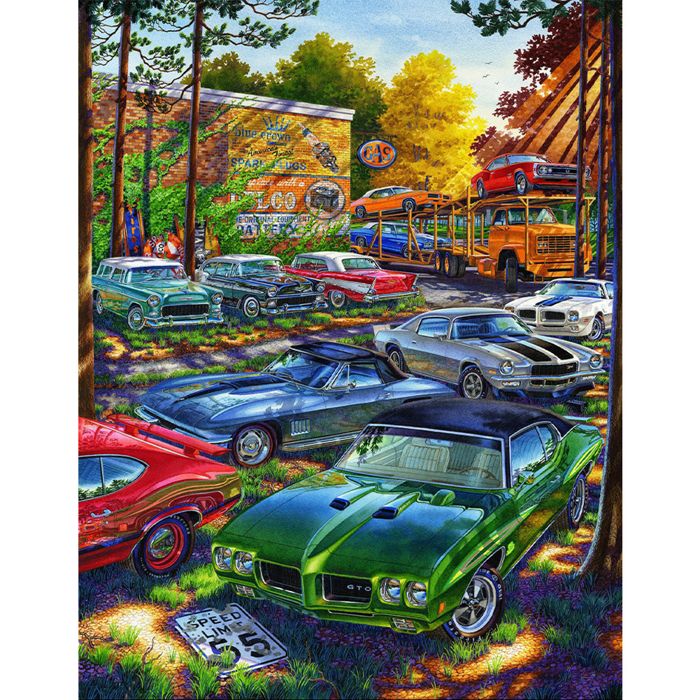 Forest Parking - Full Round Drill Diamond Painting 35*45CM