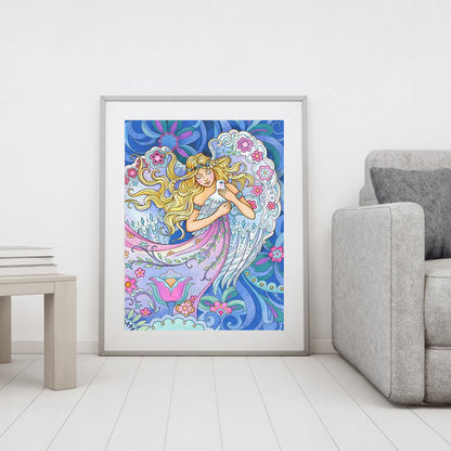 Angel Mermaid - Full Round Drill Diamond Painting 40*50CM