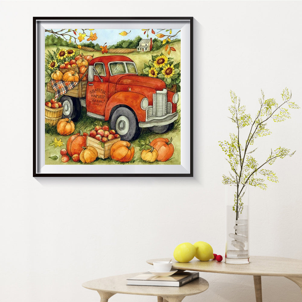 Pumpkin Cart - Full Round Drill Diamond Painting 30*30CM