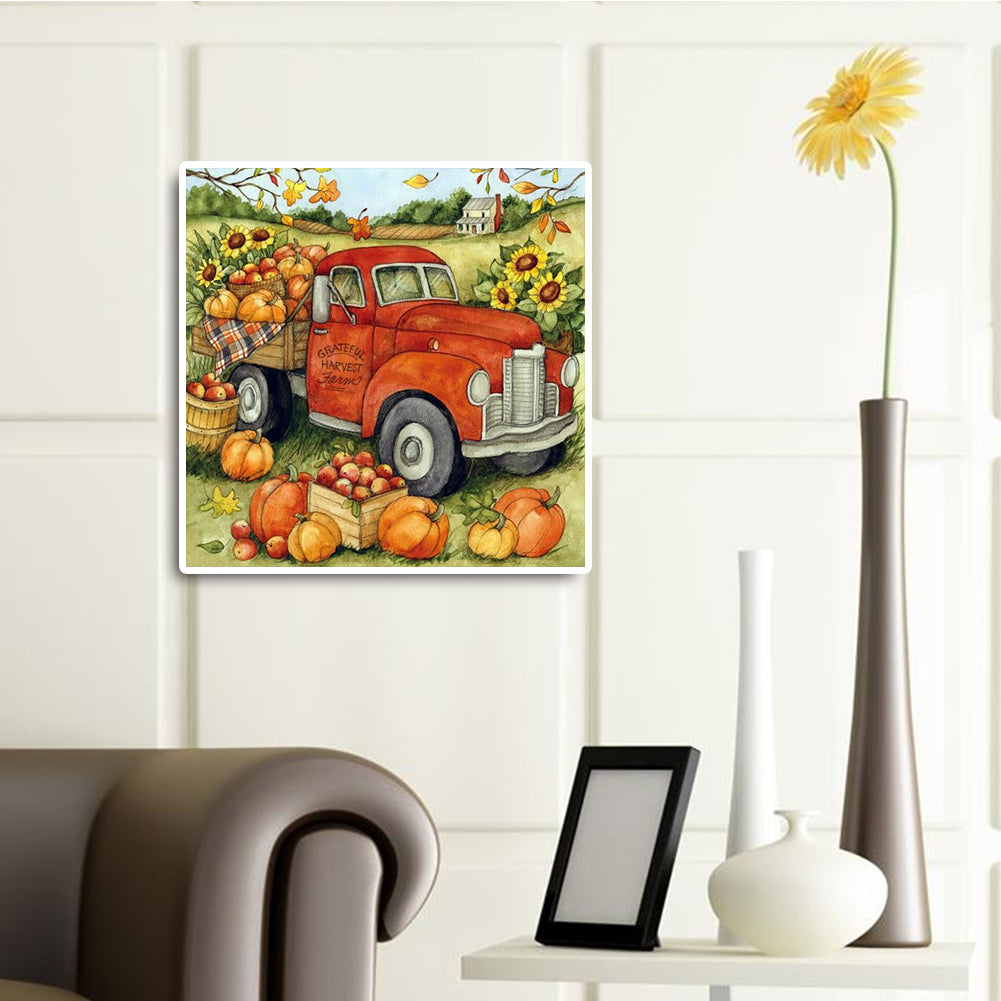 Pumpkin Cart - Full Round Drill Diamond Painting 30*30CM