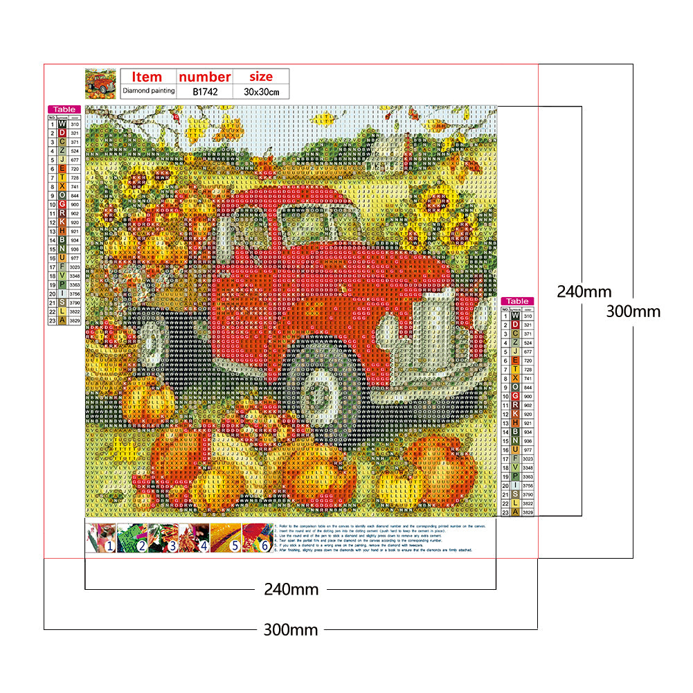 Pumpkin Cart - Full Round Drill Diamond Painting 30*30CM