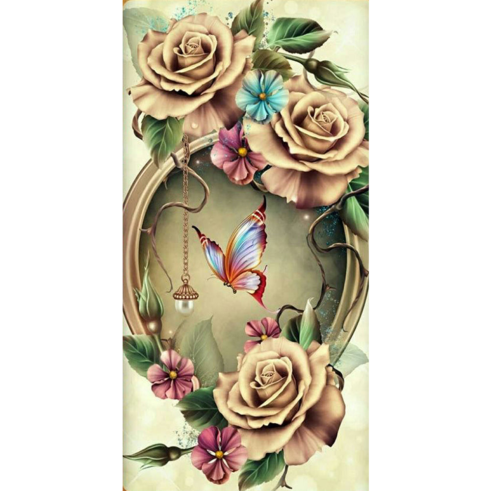 Butterfly Flower - Full Round Drill Diamond Painting 40*80CM